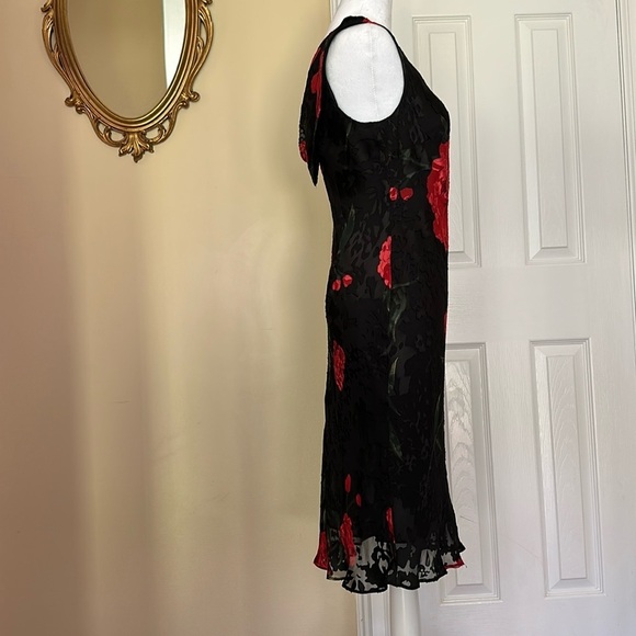Robbie Bee Silk Blend Velvet Burn Out Y2k Floral Sleeveless Dress Vintage 8P - Picture 5 of 16